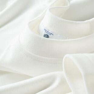 MAROLIO~出口法国！双面德绒白色打底衫男士长袖圆领保暖修身内搭