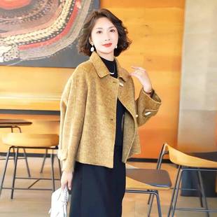 香港代购妈妈装时尚外套女秋冬新款时髦洋气宽松上衣短款呢子大衣