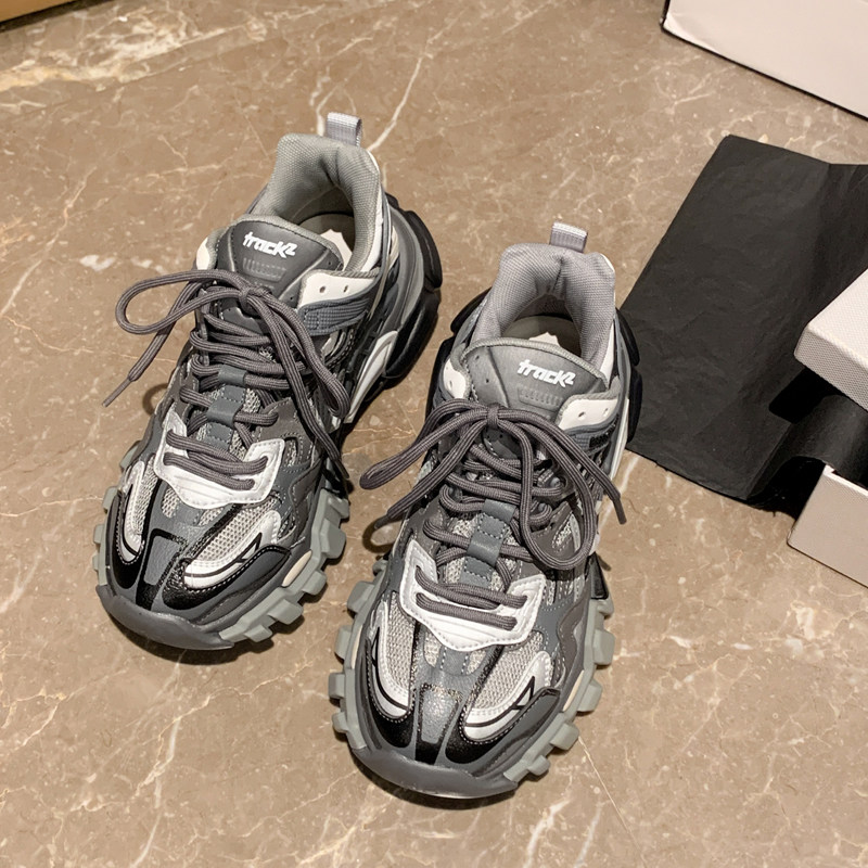 厚底增高真皮老爹鞋女ins潮2023夏秋新款女鞋休闲百搭加绒运动鞋