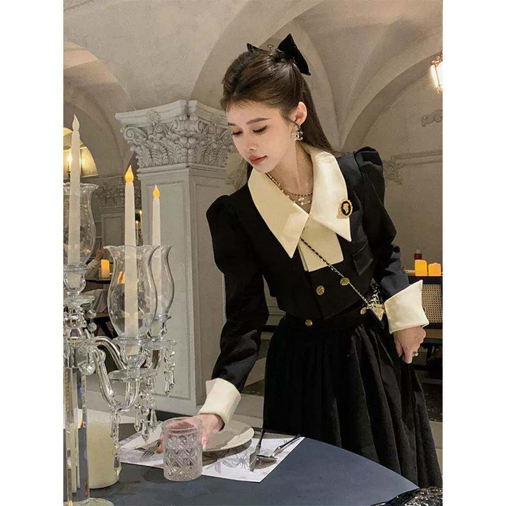 欧洲春装新款小香式女士套装裙赫本式高端西式修身两件套