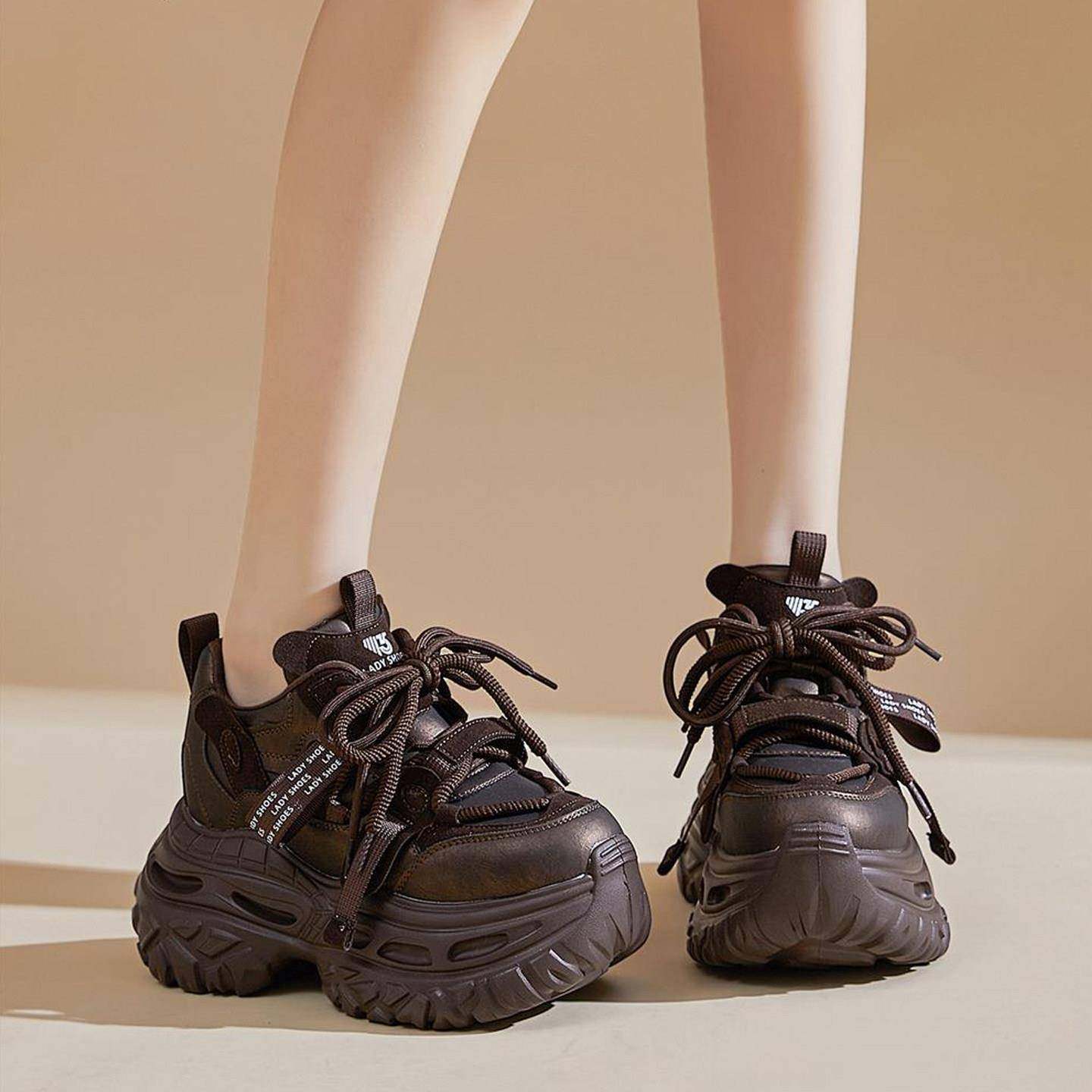 香港显脚小厚底内增高老爹鞋女2026新款擦色系带真皮休闲运动鞋子,女鞋,老爹鞋,淘宝优惠券,粉丝福利购,淘宝优惠卷