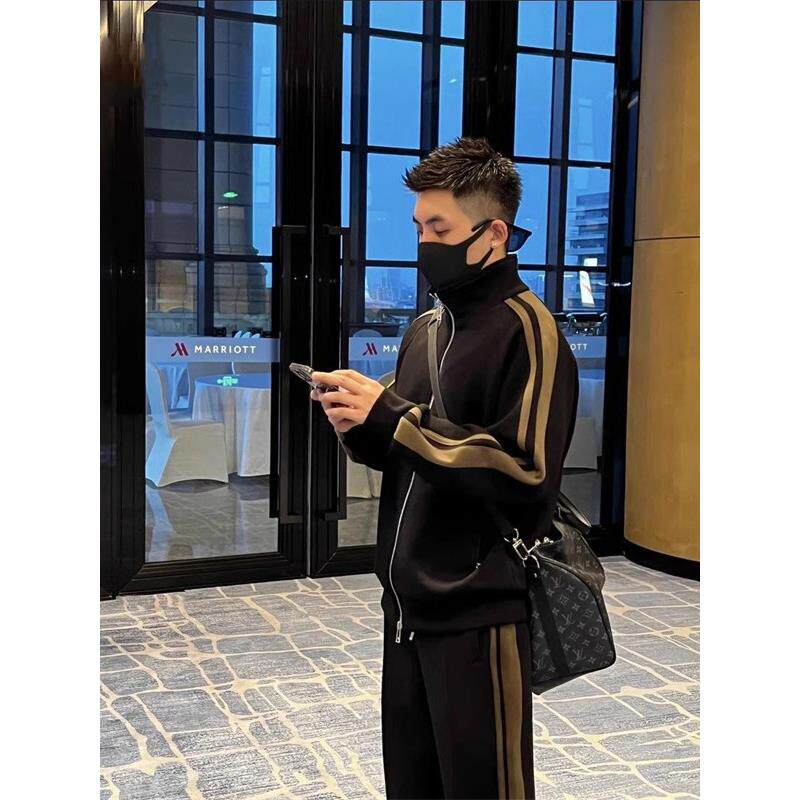 高端休闲运动套装男春秋季2025新款潮流高级感开衫外套长裤两件套