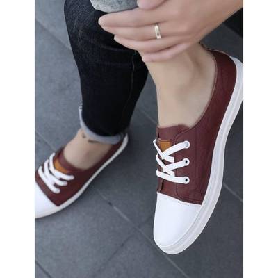 2025秋季新款男士真皮透气网红软牛皮白鞋学生便鞋