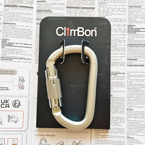 CE认证ClimBon钢锁50KN攀岩登山高强度D型主锁高空作业自动锁