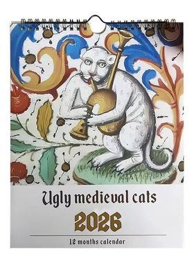 Medieval Cat Calendar 2026 - Strange Medieval Cat Wall Calen