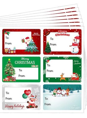 60pcs/10sheets Christmas Tags 8 Design Gift Sticker Name Tag
