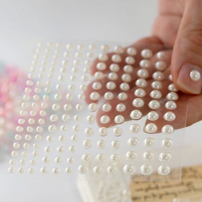 1 Sheet Plastic Semi-circular Pearl Decoration Stickers for