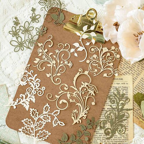 10 pcs Vintage Flower hollow material paper Decorative Hand