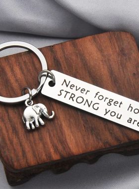 Inspirational Positive Energy Keychain, Elephant Never Don't