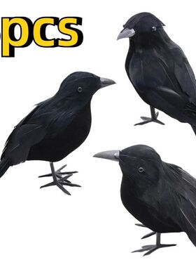 1-3pcs Realistic Artificial Crows Party Ornament Halloween D