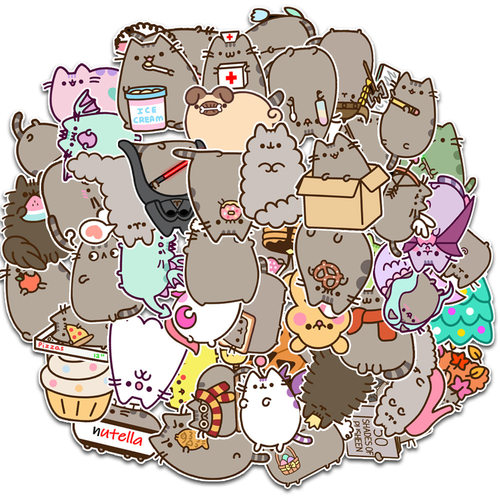 50pcs Kawaii Chunky Cat Stickers Cute Decorative Stationery
