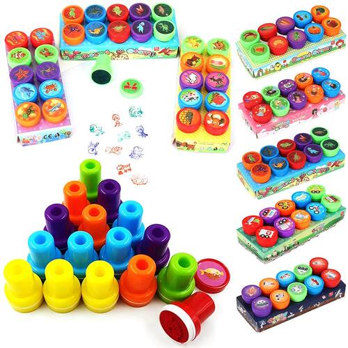 10Pcs Mix Cute Cartoon Stamps Boxed Assorted Seals Set DIY P