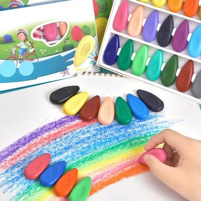 24 Colors Water Drop-shaped Crayon Children Toddler Drawing
