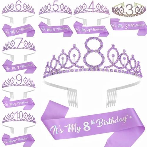 2pc/set Birthday Tiara Crown Sash Women Girls This Is My  3t