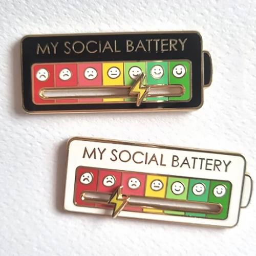 Emotions Enamel P My Social Battery Mood Tracker Metal Brooc