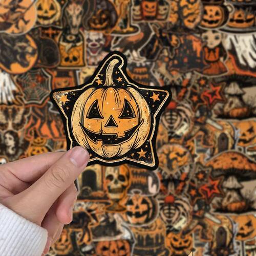 50PCS Retro Halloween Stickers Pumpkin Witch Handmade Accoun