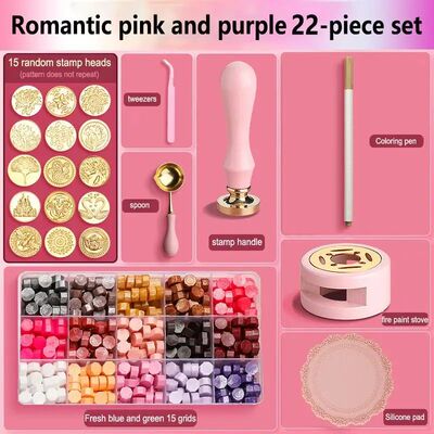 Wax Seal Stamp Set Lacquered Stamp Sealing Wax Kit DIY Craft