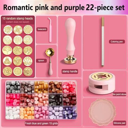 Wax Seal Stamp Set Lacquered Stamp Sealing Wax Kit DIY Craft