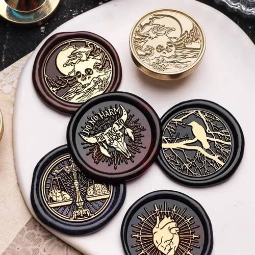 Crow Witch Element Pattern Wax Seal Stamp Head Retro Stamp S
