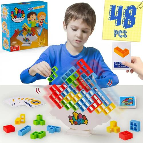Tetra Tower Fun Balance Stacking Building Blocks Board Game