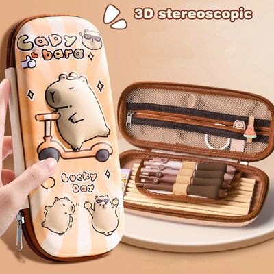 3D Capybara Pencil Case Drop Resistant Waterproof Student Sc