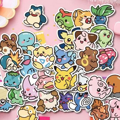 50PCS Kawaii Anime Pokemon Stickers Pikachu Decals DIY for L