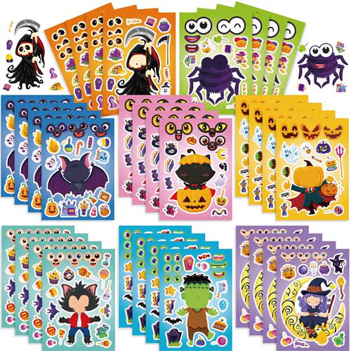 8/16Sheets Make Your Own Halloween Stickers For Kids Funny M