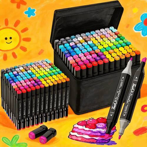Dual Tip Alcohol Markers Set 24-168 Colors Permanent Oily Ma