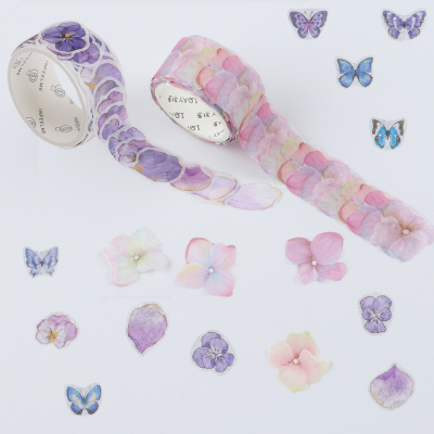 200Pcs/Roll Flower Petals Washi Tape Diary Paper Stickers Ro