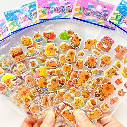 12Sheets Cute Capybara Bubble Stickers Kawaii 3D Three-Dimen