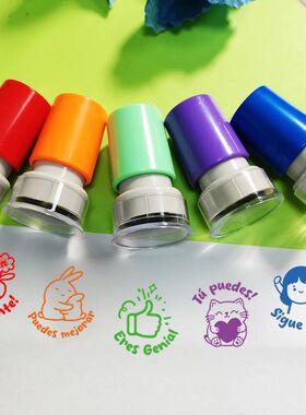 5pcs Colorful Spanish Stamps Award Teacher Seal Stamp Cute A