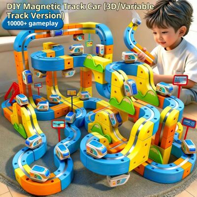 Magic Transforming Magnetic Cube Track Railcar Building Bloc
