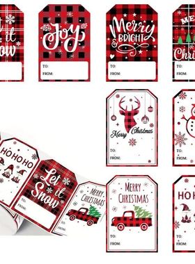 100Pcs Christmas Tags Labels, 8 Design Self Adhesive Gift St