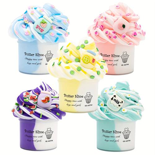 2.37oz Fluffy Two-Tone Butter Slime Super Soft Clay Stretchy