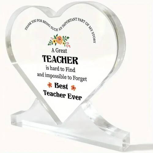 2D Flat 1pc Acrylic Teacher Appreciation Heart-Shaped Orname