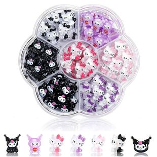 70Pcs/Box Sanrio Nail Charms Kawaii Kuromi Cinnamoroll Carto