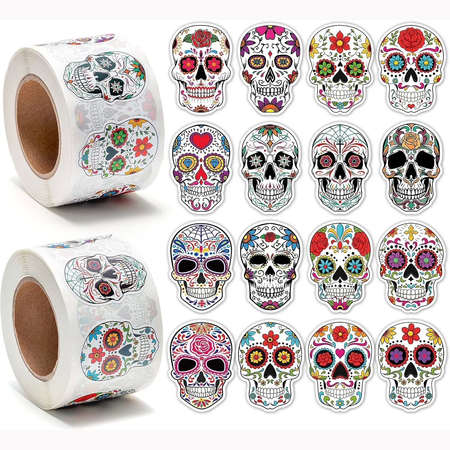500pcs Skull Sticker Halloween Candy Skull Sticker Dia de Lo