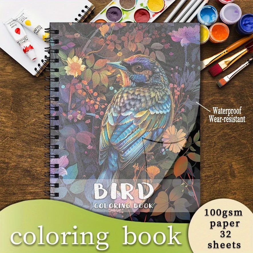 Colorful Birds Coloring Book - 8.3 x 11.2 inches 32 pages - - 实物图