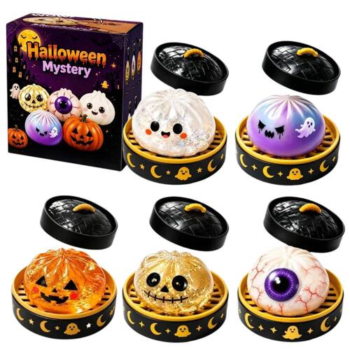 5.5cm Soft Squishy Dumpling Toy With Halloween Theme Steamed
