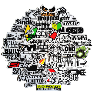 50pcs Funny Car Styling JDM Stickers for Skateboard Luggage
