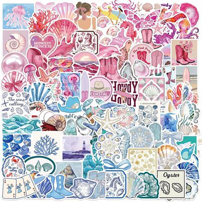 10/50/100pcs Pink Sea Blue Ocean Coast Graffiti Stickers Dec