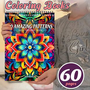 Fun Coloring Book, 60 Pages Mandala Pattern, Adult Coloring