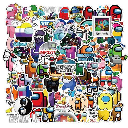 100PCS Game Among Us Stickers Pack Skateboard Fridge Guitar