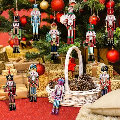 12PCS Nutcracker Wooden Decorative Set - Christmas Gift, Par