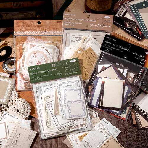 100pcs Vintage Writable Paper Frame Memo Pad Deco Material P