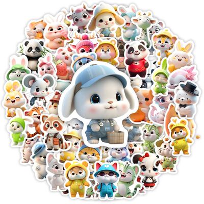 10/30/60pcs 3D Animal Stickers Kawaii Cartoon Critter Anime