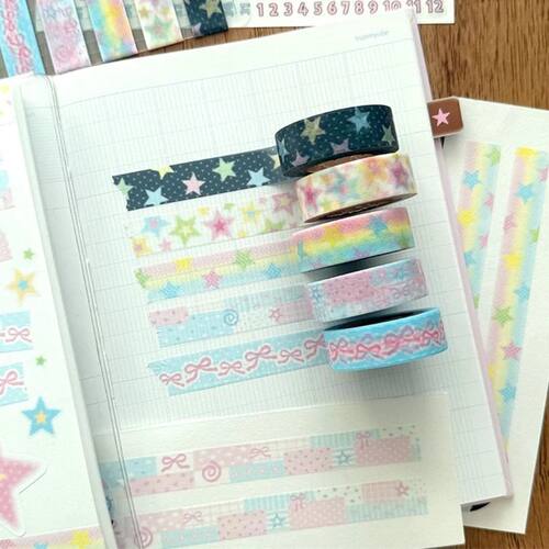 Cute Girl Heart Star Washi Tape Ins Decoration Stickers Basi
