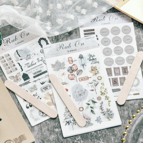 Aesthetic Scrapbooking Rub On Stickers Vintage DIY Journal T