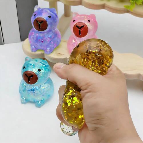 Glitter Capybara Squishy Toy Stress Relief Toy Hand Squeeze