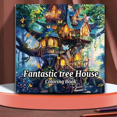 Fantasy Tree House Adult Coloring Book: Relaxing Art Sketchb